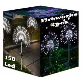   Földbe szúrható lámpa - 2 x SOLÁR LÁMPA GARDEN DANEL TŰZIJÁTÉK LED