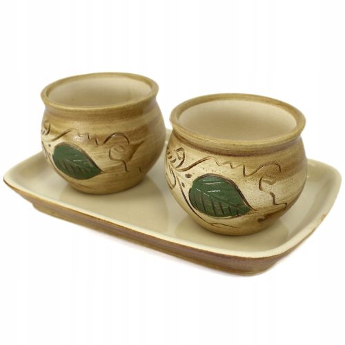  Jarmarkt virágcserép 18,5 cm x 12 x 5,5 cm átmérőjű 6,5 cm kerámia krém, barna és bézs árnyalatok, zöld árnyalatok