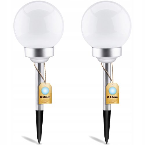 2x LED kerti napenergia lámpa. Fehér golyó kalapács