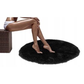   Fürdőszoba szőnyeg - Puha fürdőszobai szőnyeg, fekete plüss kör 160