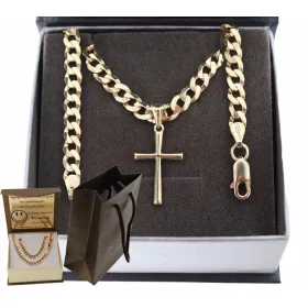    ARANY TELJES FÉRFI PÁNCÉLLÁNC KERESZT PR-vel. 925 585 14K + VÉSZ