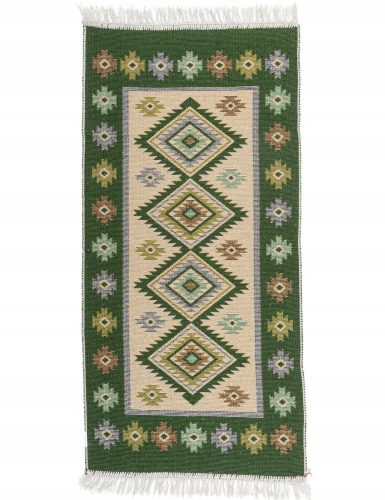 Szőnyeg - Boho szőnyeg 80 x 150 rojtokkal dupla oldalú szőtt