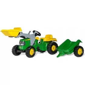  Pedálos traktor - John Deere traktoros kanál utánfutó Rolly játékok