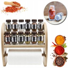   Élelmiszertartó - FŰSZERKÉSZLET POLC FŰSZERÁLLVÁNY 12 + TÖRLŐK