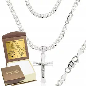    Férfi ezüst páncéllánc 5,00 mm kereszttel pr 925 ingyenes gravírozással