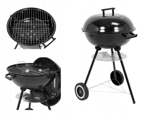  LUND kerek faszén grill fedéllel, rostély 41x41cm