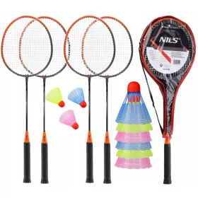   Tollaslabda, takaró, háló, ütőkészlet tollaslabdával Nils BADMINTON SET tollaslabda + CGROT Sportkalauz IDEÁLIS VÁSÁRLÁSTANULÁSHOZ