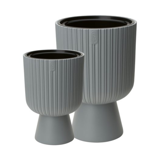 Forma-műanyag virágcserép 38,5 cm x 38,5 x 58 cm átmérő 38,5 cm műanyag szürke és ezüst árnyalatok