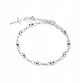    Ezüst karkötő, egy évtizedes rózsafüzér, 3mm, kereszt