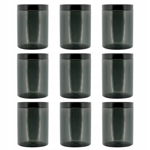 Élelmiszertartó - Műanyag tégelyes tartály 1L fekete 1000ml x9