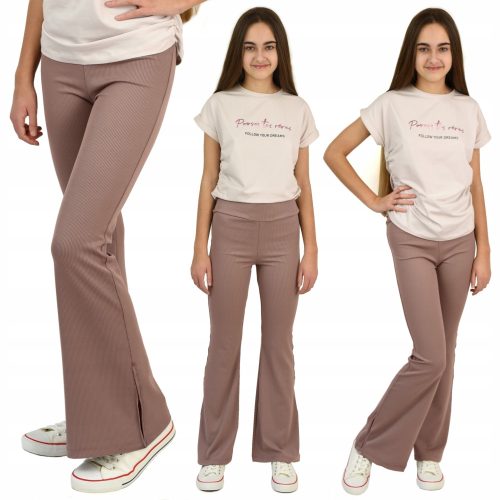 Lányok nadrágja - BÉZS színű csengős leggings PANTS FLARE 152 CK41