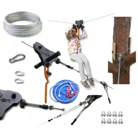 Cipzár, zsinór, kerti kötélpark, a kertbe