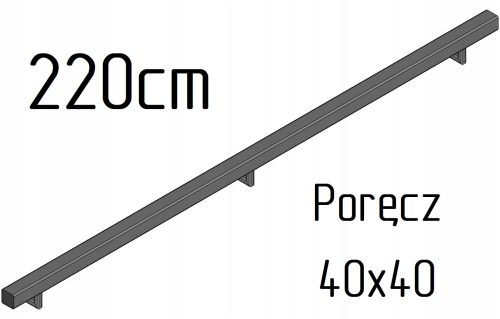 Kapaszkodó a lépcsőhöz - Lépcsőfal -korlát 40x40 mm 220cm + zárójel