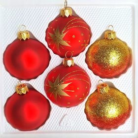   Karácsonyi díszek - Bables 6 cm/6db keverék dekoráció karácsonyfa készlet