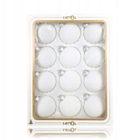   Karácsonyi díszek - Baables 6 cm/12db fehér üveg bársonylakk