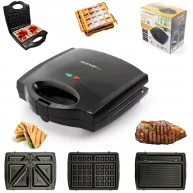    Kontakt elektromos grill CSERÉLHETŐ TÁNYÉROK 3 az 1-ben IGEN OSTYASÜS TOSTER GRILL 3 az 1-ben fekete 700 W