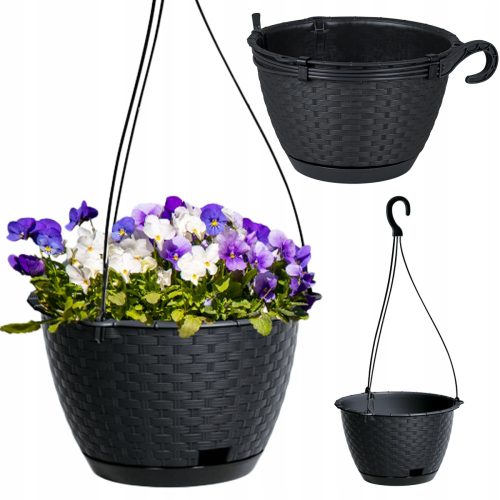  Deco4Home virágcserép 25 cm x 25 x 16 cm átmérő 25 cm műanyag antracit