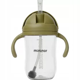    Üveg - kiömlésmentes szalmával, Tritan, 330 ml Mohazöld / Mininor