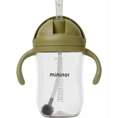  Üveg - kiömlésmentes szalmával, Tritan, 330 ml Mohazöld / Mininor