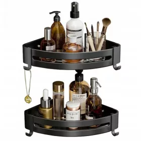   Fürdőszoba polc - Fürdőszoba polc zuhany kosár fekete szőnyeg