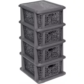  Négy részes bambusz antracit kosártartó állvány