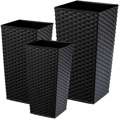  Kadax virágcserép 29 cm x 29 x 57,5 cm, fekete műanyag