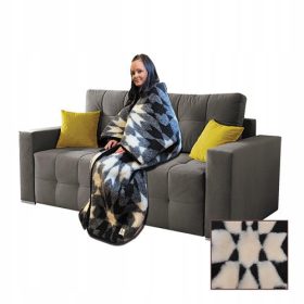   Takaro - ALWERO gyapjútakaró 150 cm x 170 cm fehér, fekete