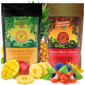   Yerba mate zöld keverék trópusi energia guarana szuper teljesítmény 1000 g finom 1 kg