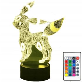   Gyermek éjszakai lámpa - 3D LED -es ágyas lámpa Pokemon Umbreon megváltoztatja a színeket