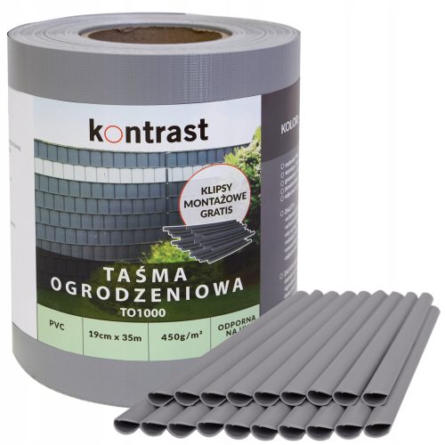 Kontrasztos kerítésszalag 35 m x 19 cm szürke klipsszel
