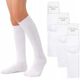   Gyermek zokni, térdzokni - 3-PACK pamutnövények sima fehér 29-31