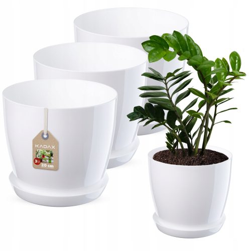  Kadax virágcserép 20 cm x 20 x 18 cm átmérője 20 cm műanyag fehér