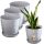  Kadax virágcserép 16 cm x 16 x 15 cm átmérő 16 cm műanyag szürke és ezüst árnyalatok