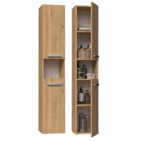   FÜRDŐSZOBAI SZEKRÉNY POSTA NEL PALC ÉS KÉZMŰKÖDŐ TÖLGY