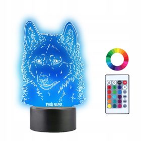   Gyermek éjszakai lámpa - 3D éjszakai lámpa LED fejfarkas farkas ajándék