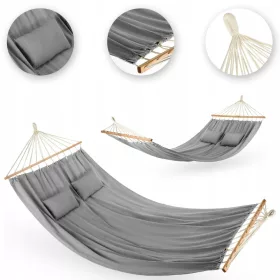   Függőágy - Outtec függőágy rúddal, szürke 200 kg, 350 x 150 cm