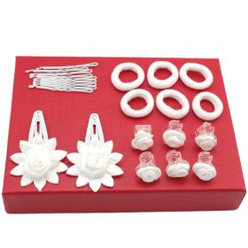  Klipsz, úrvacsora hajdísz készlet, 24 db, fehér