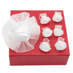  Klipsz, úrvacsora hajdísz készlet, 7 db, fehér