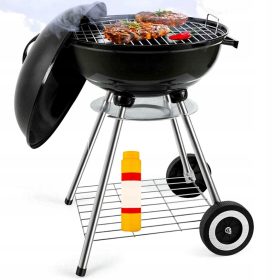  KEREKEKEN TÖRTÉNŐ GRILL FEDŐVEL KERTI SZÉNGRILLEL