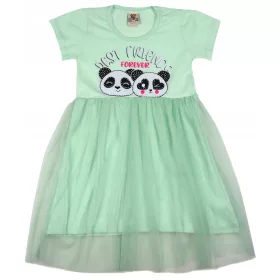 Lányok ruha - Rövid ujjú ruha tüll panda barna 98/104