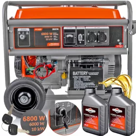   Helyhez kötött egyfázisú áramfejlesztő Majster Polska 6800 W benzin