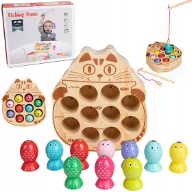   Montessori játék - FA JÁTÉK HORGÁSZ MÁGNES MACSKA + HORGÁSZbot