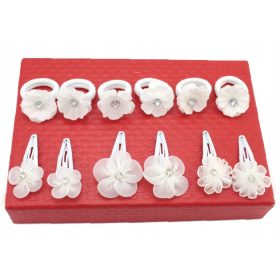  Klipsz, áldozóvirág hajdísz készlet, 12 db, fehér