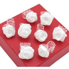  Rák hajcsat, fehér rózsa, 8 db, FEHÉR