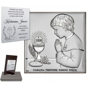  Ezüst kép Elsőáldozás emléktárgya, gravírozva