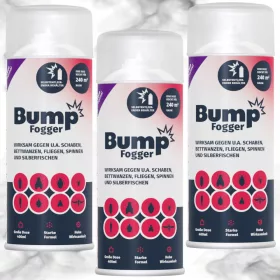    Füstbomba csótányok, kullancsok, szúnyogok, lepkék, hangyák, legyek, darazsak, pókok, bolhák, poloskák, ezüsthal ellen Bump 1 kg 800 ml