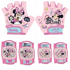    KERÉKPÁRVÉDŐ TÉRDKÖNYÖK RÓZSASZÍN MINNIE + Kerékpáros kesztyű gyerekeknek minnie