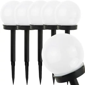  Földbe szúrható lámpa - 6x LED kerti lámpa napelemes fehér golyó 10 cm