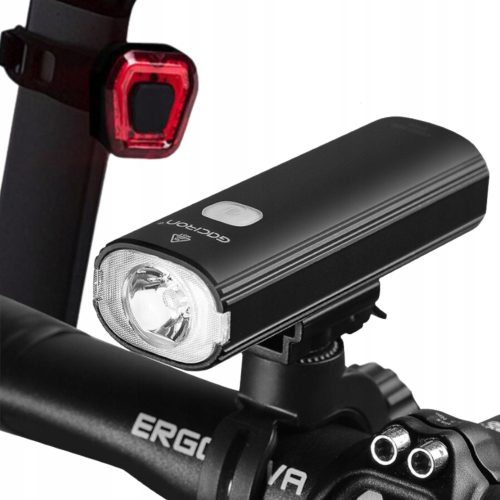 Bicikli lámpa - Elforgatható első USB kerékpár lámpa + hátsó LED lámpa