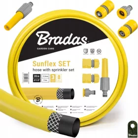    Bradas WMS1/220 SUNFLEX kerti tömlő 1/2" 20 m + 4 részes készlet egyenes fúvókával és SUNFLEX BRADAS gyorscsatlakozókkal